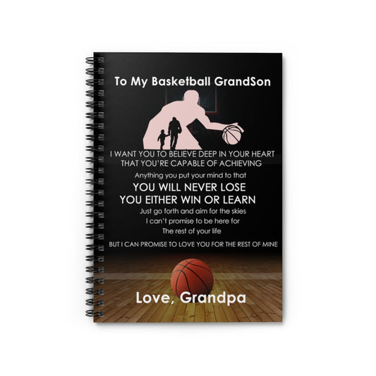 Spiral Notebook Basketball Grandpa to My Grandson - Couch Throw, Travel, Gift for Birthday Sick Friend Compassion Sympathy Anniversary Ruled Line