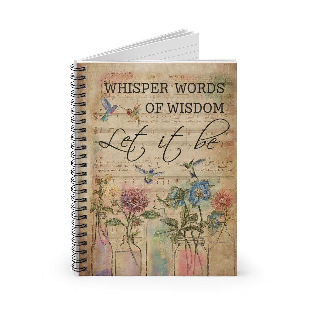 Watercolor Whisper Wisdom Music Sheet Hummingbird Spiral Notebook Meaningful Quote  School Smart Spiral Composit Cover Spiral Organization Book Inspirational Ideas