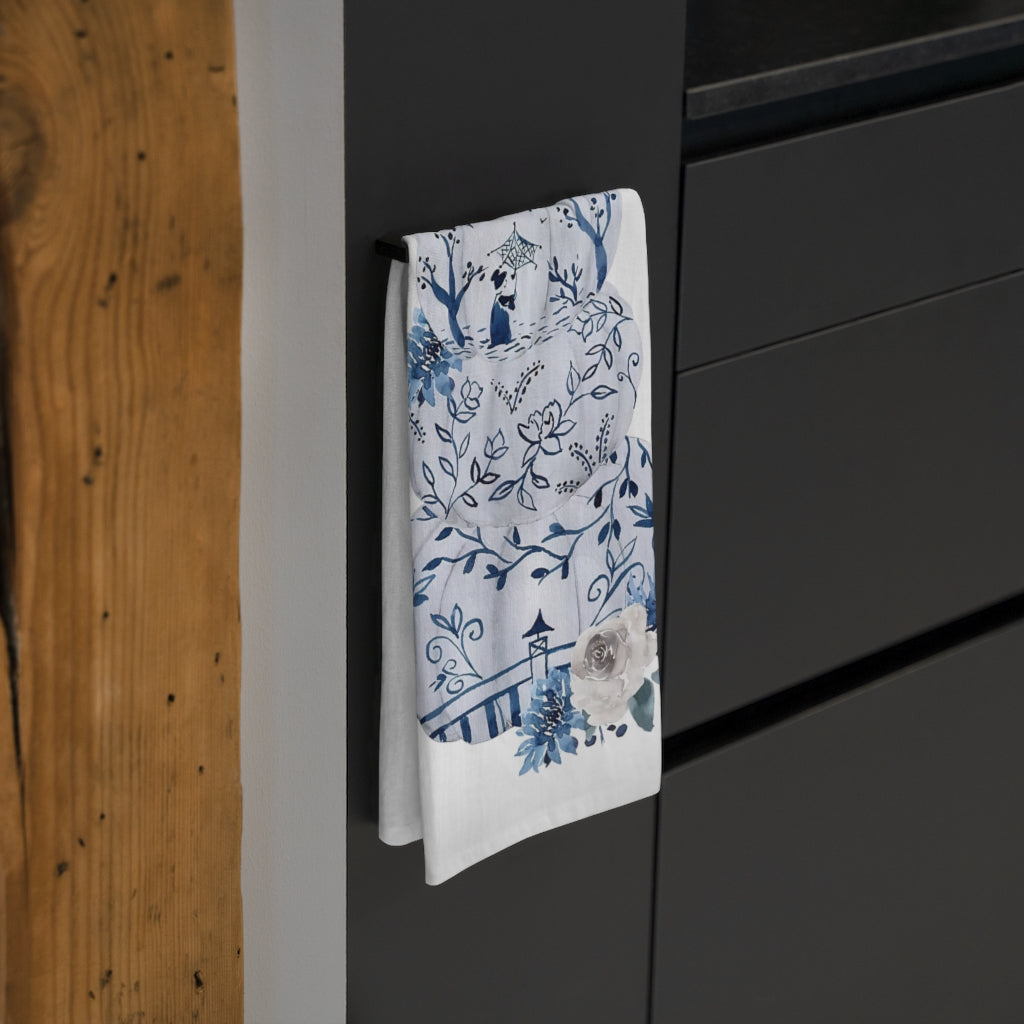 Kitchen Towel, Blue Floral Chinoiserie Tea Towel, Blue Chinoiserie Pumpkins, Blue Floral Decor, Kitchen Gift, Chinoiserie Kitchen Décor Drying Cloth Tea Towels for Cooking Baking
