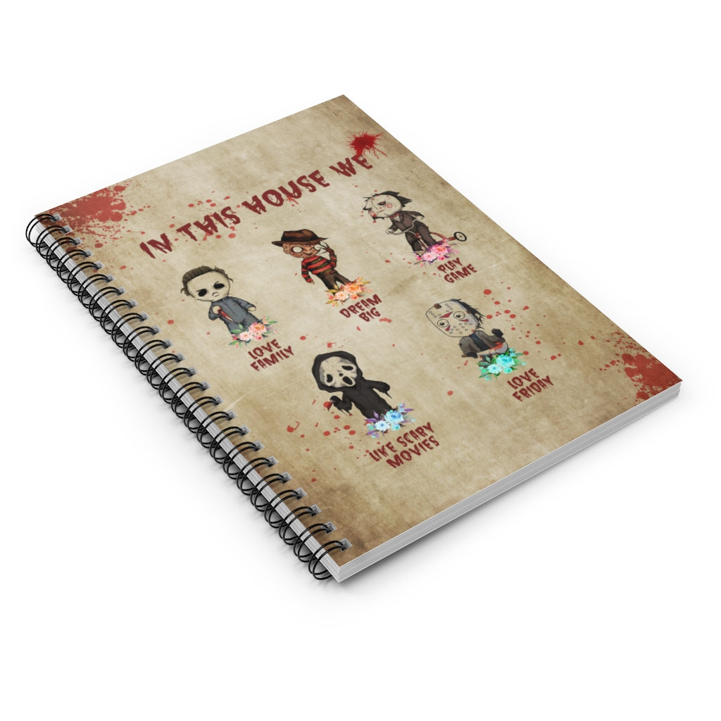 Spiral Notebook - Ruled Line Grandma In This House We Love Family Dream Big Love Friday Cute Horror Movie Character Woman Bedroom Birthday Gifts for Woman
