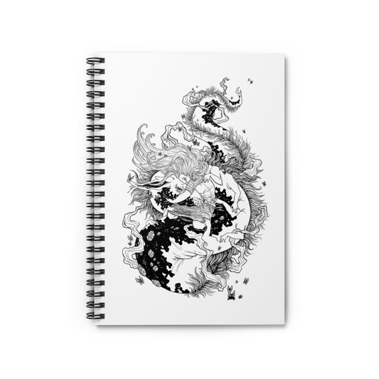 Spiral Notebook - Ruled Line Dragon Hug Fantasy Emotional Art  Love Illustration Line Art Print Personalized Gift Stationery Gift Personalized Notebook