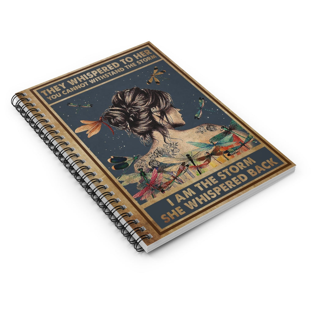 Spiral Notebook Hippie Dragonfly They Whispered to Her You Cannot Withstand The Storm Satin  Personalised Notebook, New Baby, Baby Shower