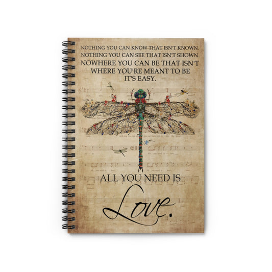 Vigifsana Notebook Journals Dragonfly All You Need is Love Vertical Spiral Notebook Wide Rule, Basics Wide Ruled Wire Bound Stationery Gift Sets for Child Job Journal