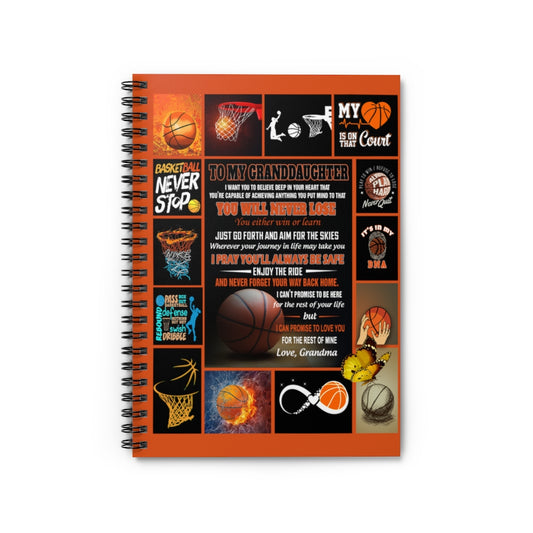 Spiral Notebook Blanket to My Granddaughter Basketball Gift for Basketball Lovers, Gift for Granddaughter, Gift from Nana Gift Family Awesome Ruled Line