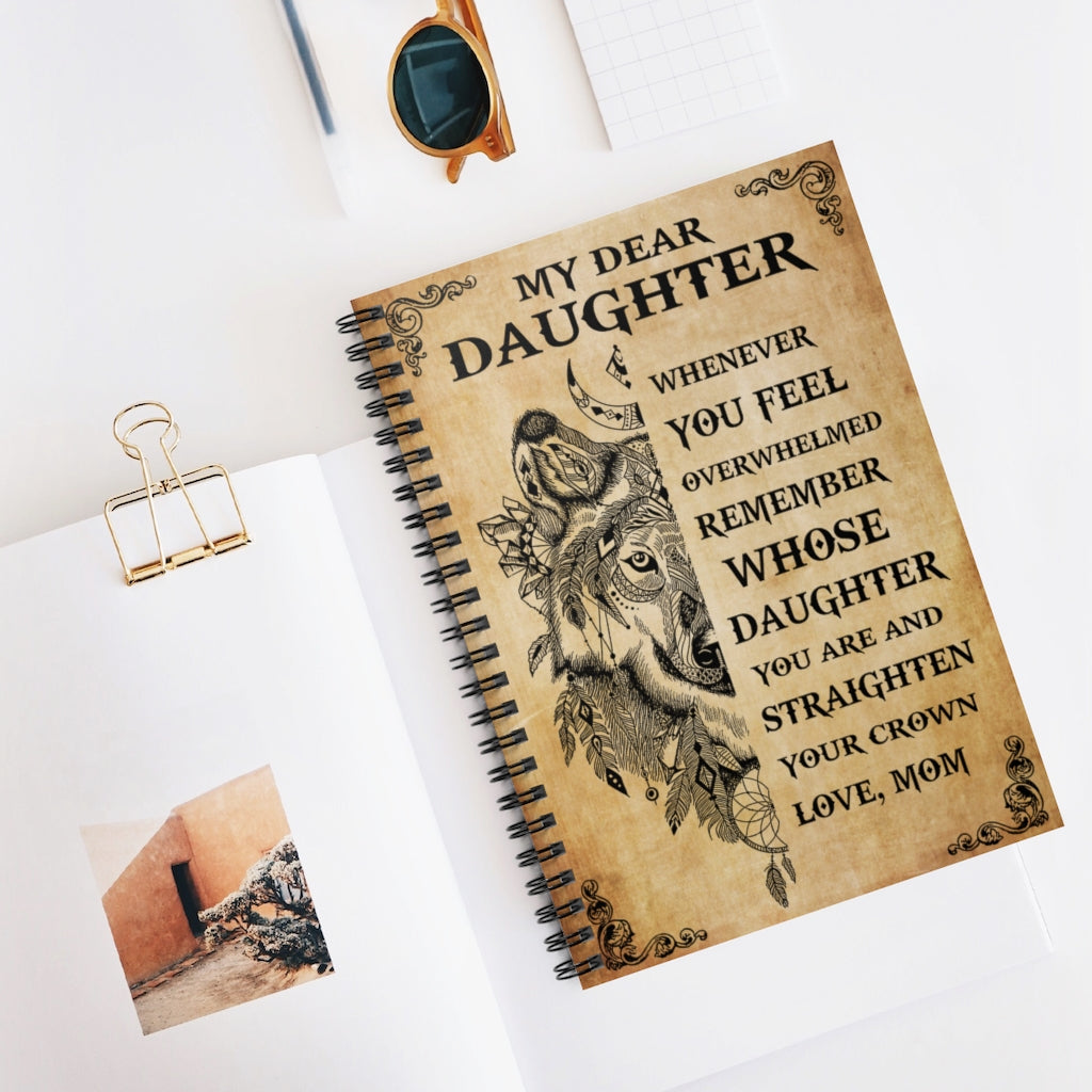 Spiral Notebook Wolf Dream Catcher My Dear Daughter Whenever You Feel Overwhelmed Writing Notebook 118 Pages Gift On Birthday