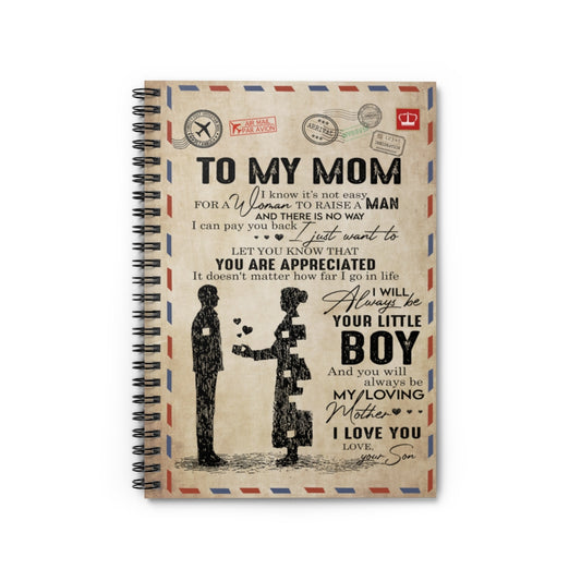 Spiral Notebook Custom Blanket Letter to My Mom Blanket - Gift for Mom Ruled Line