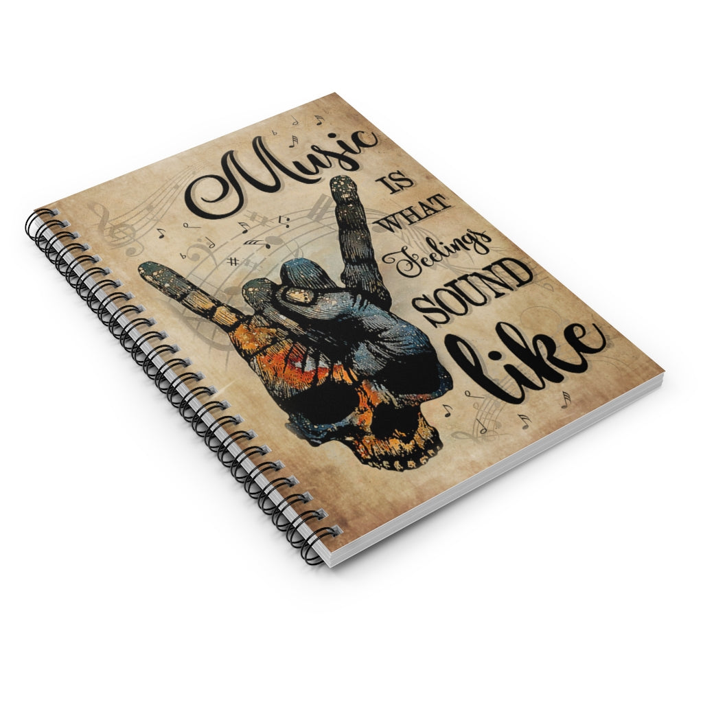 Spiral Notebook - Ruled Line Blue Earth Skull Rock Hand Music Feel Sound Like New Parents College Ruled Paper 118 Sheets Gift Ideas