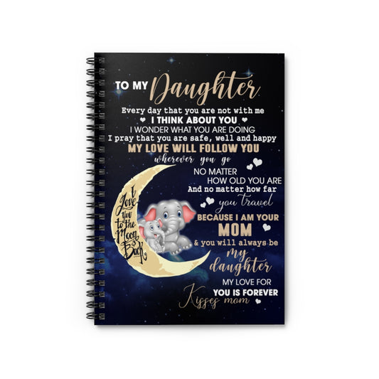 Spiral Notebook Sophia - Funny Elephant Mom to My Daughter for Birthday- Elephant Mom to My Daughter I Love You to The Moon and Back Fleece Blanket Ruled Line