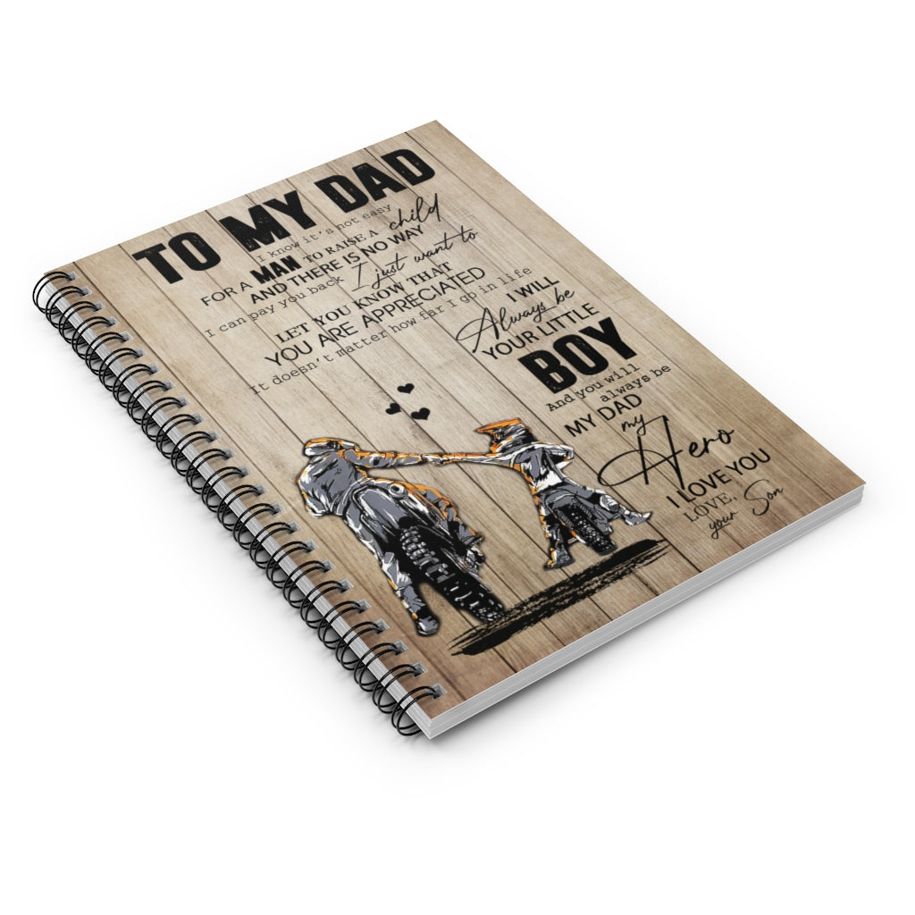 Spiral Notebook Funny Dirt Bike Son To My Dad Gifts - Dirt Bike Son To My Dad You Will Always Be Dad My Hero Portrait  Ruled Line