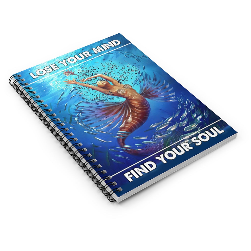 Vigifsana Composition Notebooks Mermaid and Music Lose Your Mind Find Your Soul Print Spiral Notebook Spiral Bound Notebook 6X8 for Writing Journal for Man - Woman Job Journal