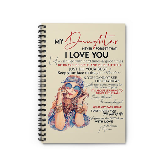 Spiral Notebook To My Daughter Keep Your Face To Sunshine Hippie Ruled Line College Ruled Paper 118 Sheets Gift Ideas  Home School Supplies for College Students Subject Notebooks