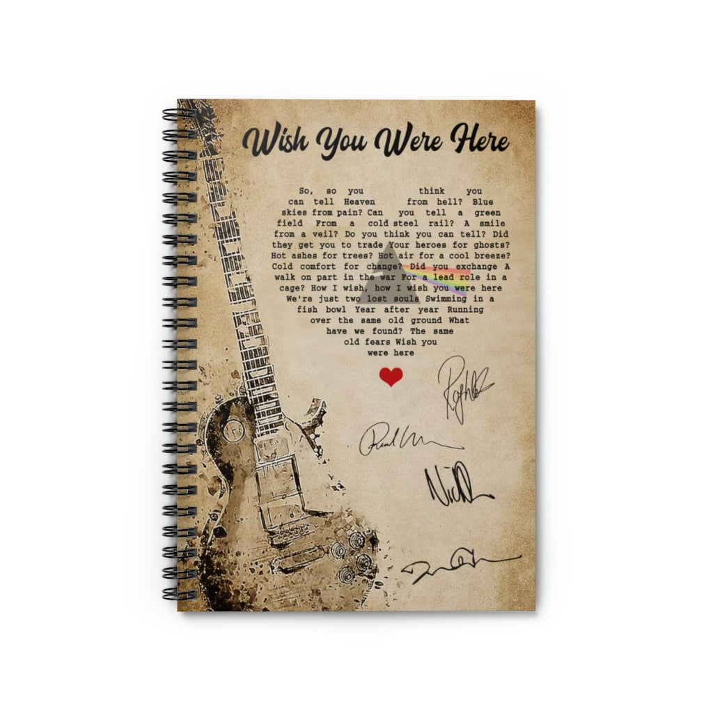 Wish You were Here, Wish You were Here Album, 1975 Rock Music, Gifts for Music Lover Gifts for Music Lover on Birthday, Spiral Notebook - Ruled Line