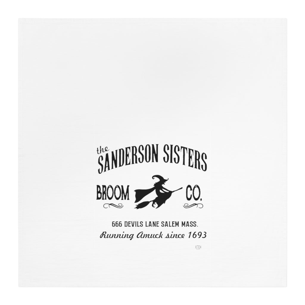 Halloween Tea Towel - Sanderson Sisters Broom Company Kitchen Flour Sack Towel - Fall Dish Cloth - Hocus Pocus Towel - Farmhouse Décor Hand Drying Soft Cotton Tea Towel
