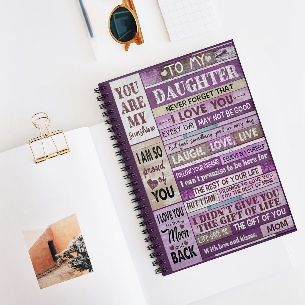 Spiral Notebook - Ruled Line Mom To Daughter Pink You Are My Sunshine College Ruled Paper 118 Sheets Gift Ideas  Home School Supplies for College Students