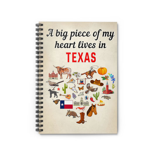 Spiral Notebook A Big Piece Of My Heart Lives In Texas Subject Notebooks Baby Journal  Keepsake Spiral Notebook Gift On Birthday Smart Notebook