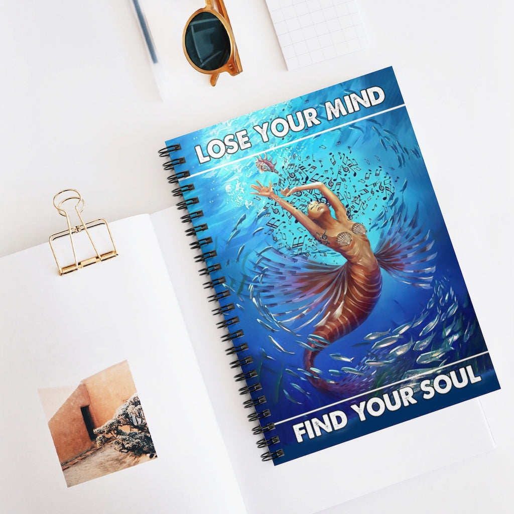 Vigifsana Composition Notebooks Mermaid and Music Lose Your Mind Find Your Soul Print Spiral Notebook Spiral Bound Notebook 6X8 for Writing Journal for Man - Woman Job Journal