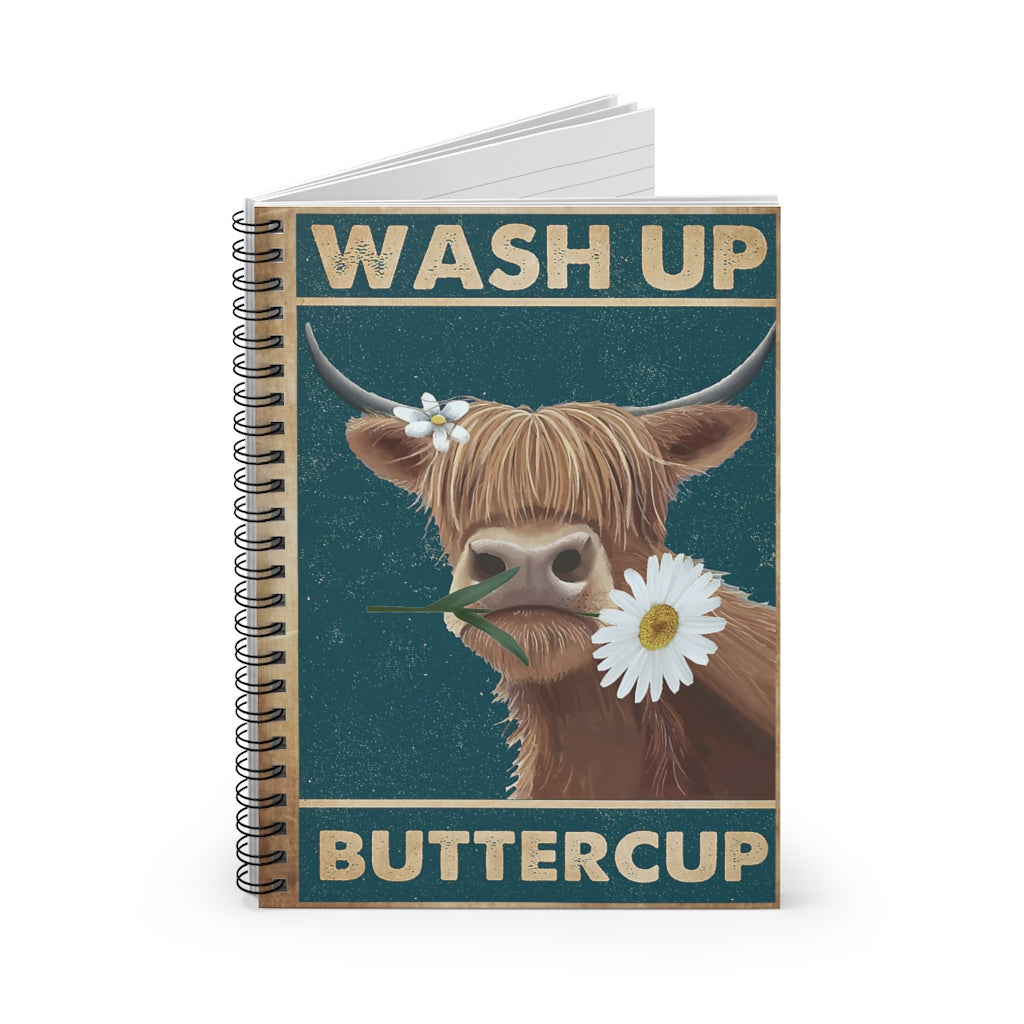 Spiral Notebook - Ruled Line Cattle Wash Up Buttercup Home School Supplies for College Students Subject Notebooks Baby Journal