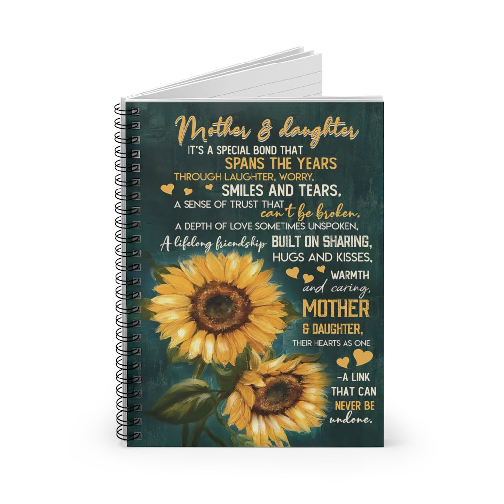 Spiral Notebook Mother And Daughter Their Hearts As One A Link That Can Never Be Undone Awesome Happy Birthday Gift Motivational gift Family