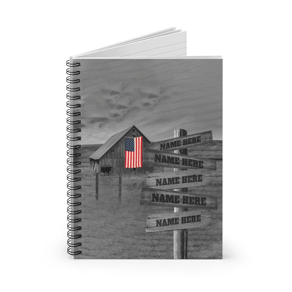 Gifts Personalized American Barn Multi - Names Premium Notebook - Street Signs Customized with Names - Spiral Notebook - Ruled Line