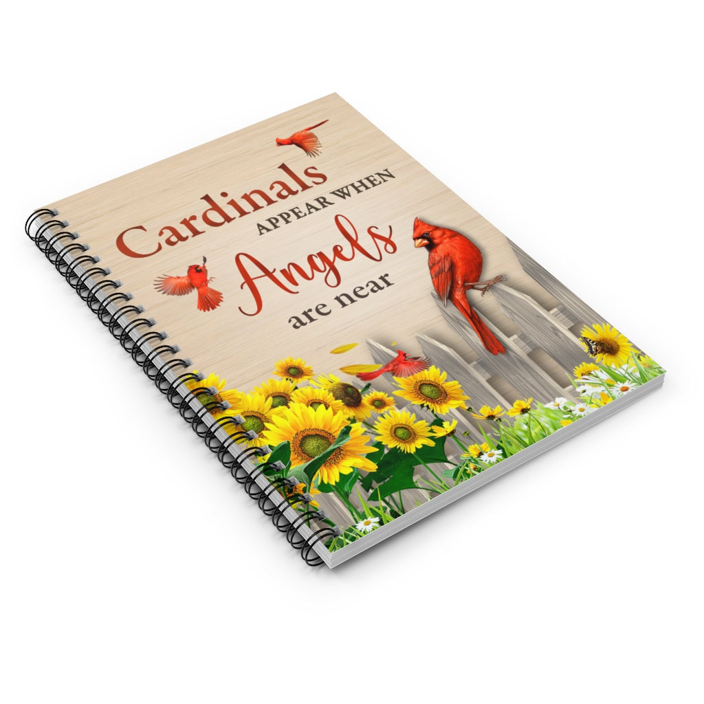 Spiral Notebook - Ruled Line Inspirational Cardinal Appear When Angels are Near Print Wall Art Anniversary Birthday Christmas Housewarming Gift Home Decor Ready