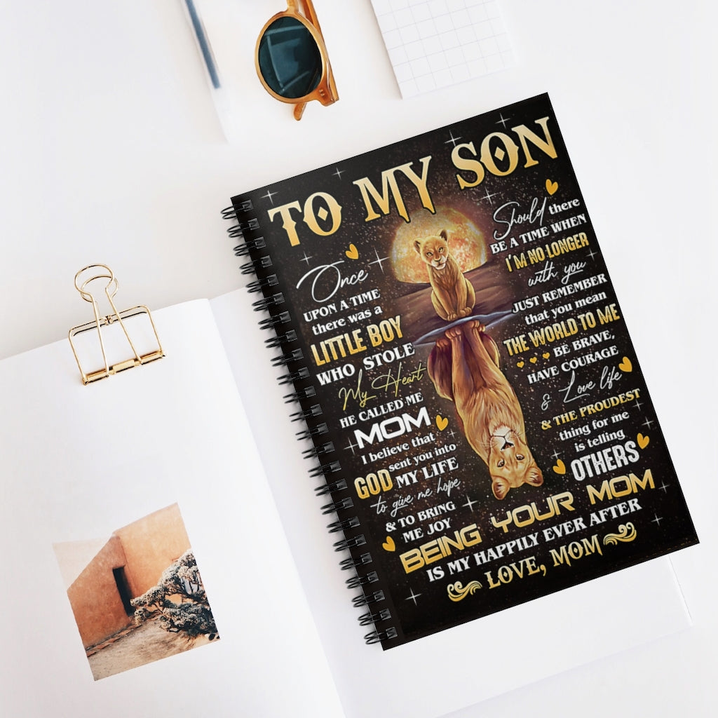 Spiral Notebook CUSTOMIZED TO MY SON LOVE YOU MOM LION-gigapixel