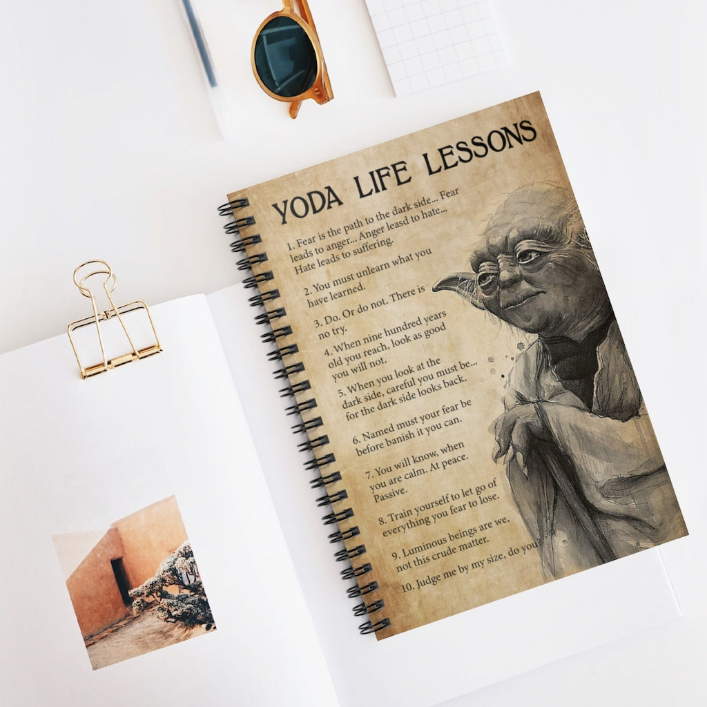 Spiral Notebook Gifts Yoda Life Lessons Yoda Star Wars You Must Unlearn What You Have Learned Family Friend Gift Unisex, Wedding, Anniversary, Awesome Birthday Perfect
