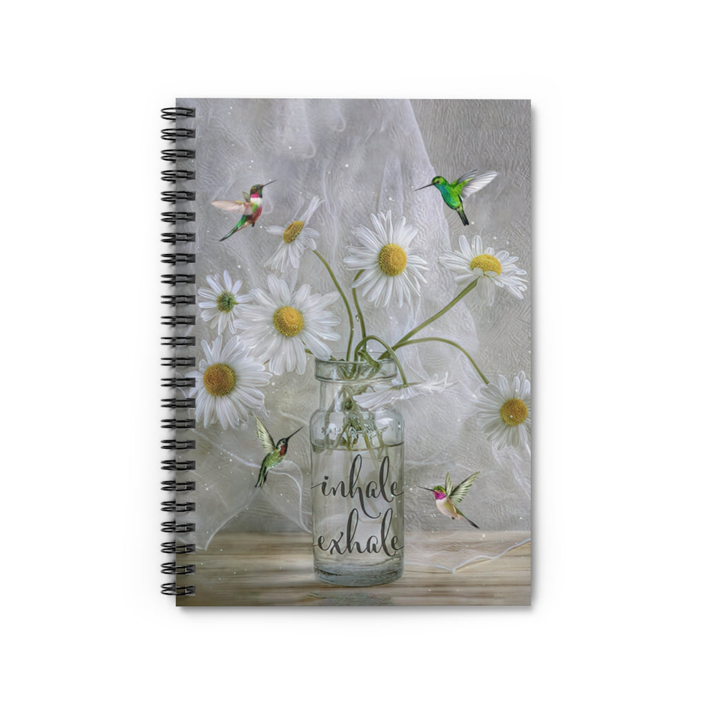 Vigifsana College Rule Hummingbird Inhale Exhale Spiral Notebook Wide Rule, Basics Wide Ruled Wire Bound Gift Ideas Journal for Woman