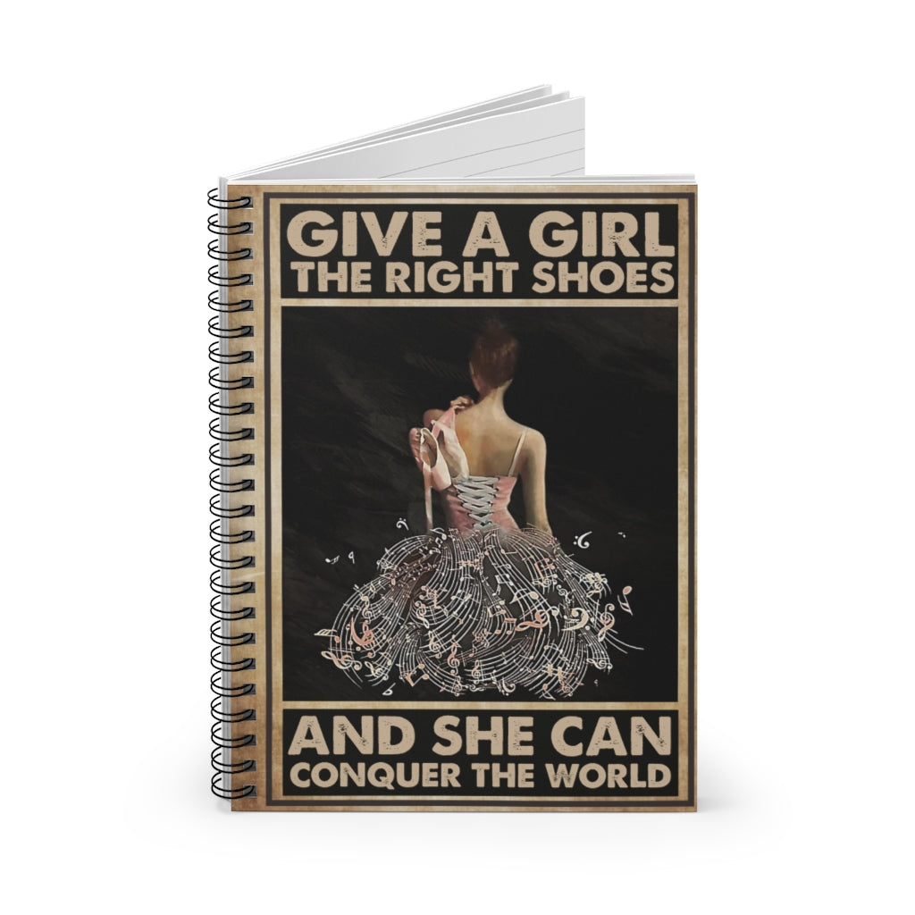 Spiral Notebook - Ruled Line OHM ZOE MATHILDE Ballet Give a Girl The Right Shoes Vertical Dancing Girl, Girl Loves Ballet, Ballet Girl, Gifts for Dancer on Birthday