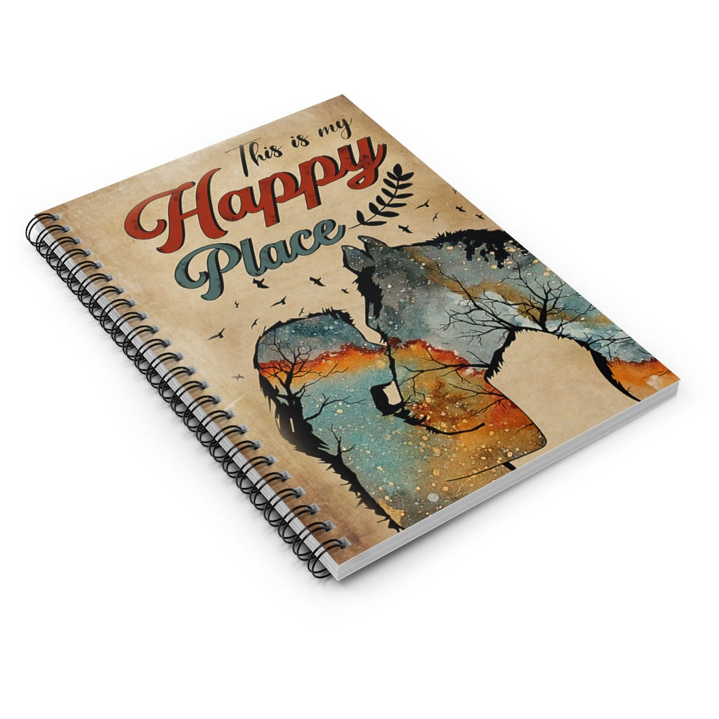 Spiral Notebook Horse Girl This Is My Happy Place Vertical Poster Personalized Gift Stationery Gift Mum Gift Home School Supplies for College Students