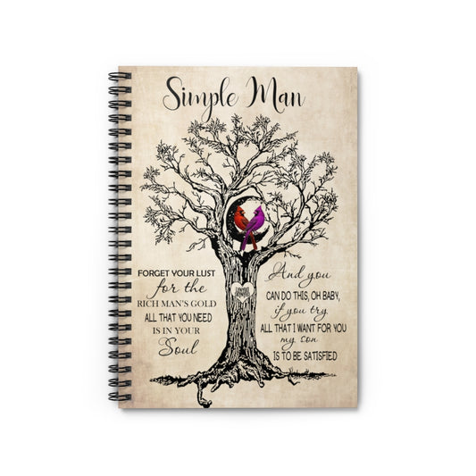 Spiral Notebook - Ruled Line Grandpa Poster Simple Man Forget Your Lust for The Rich Man’s Gold Couple Bird Gifts for Man Keepsake Spiral Notebook