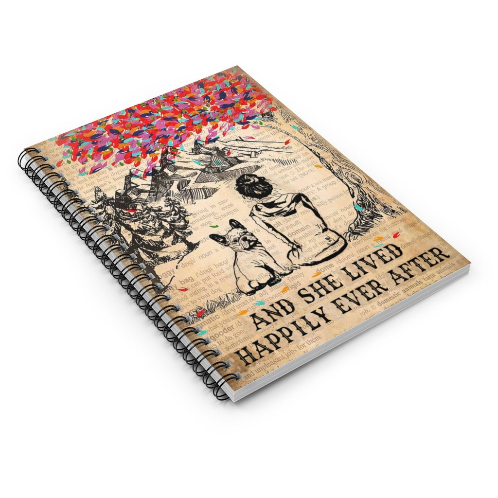 Inspirational Dictionary Girl Happily Ever French Bulldog - Poster de pared con dissent de bulldog Frances Spiral Notebook - Ruled Line