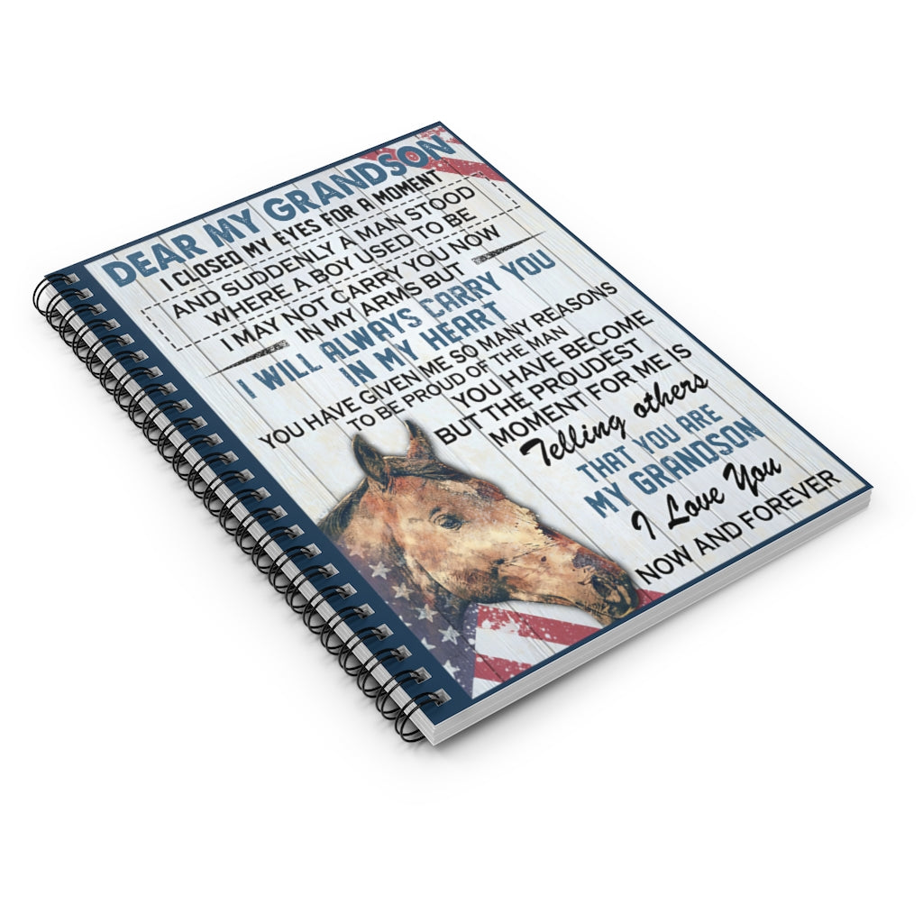 Spiral Notebook Dear My Grandson I Love You Now And Forever Premium Gift Family Awesome On Birthday Vintage Signs Gifts Motivational gift Family Basics Wide Ruled