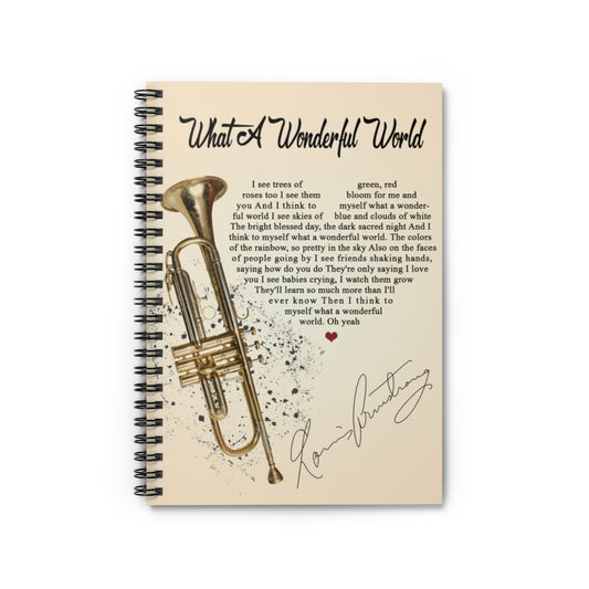 Spiral Notebook to My Mom What a Wonderful World I See Trees of Green Red Roses Too Louis Armstrong Song Lyrics Music Vintage Gifts for Woman on Birthday Ruled Line