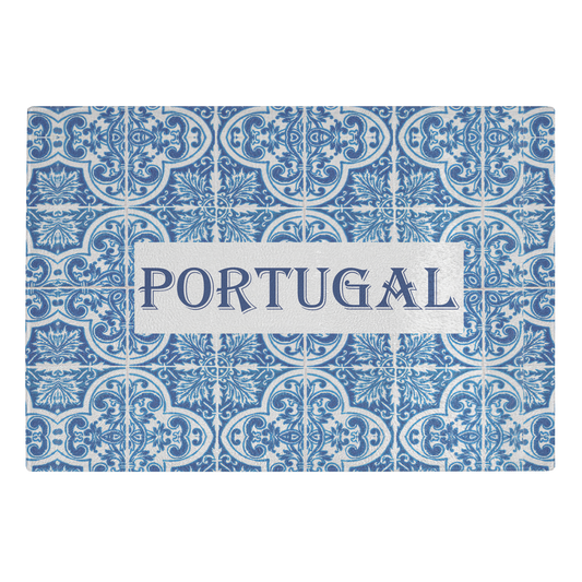 Vigifsana Portugal Blue Azulejo Glass Cutting Board, Portuguese Kitchen Decor, Gift for AVO, Mediterranean Tiles Decor, Portugal Housewarming Gifts