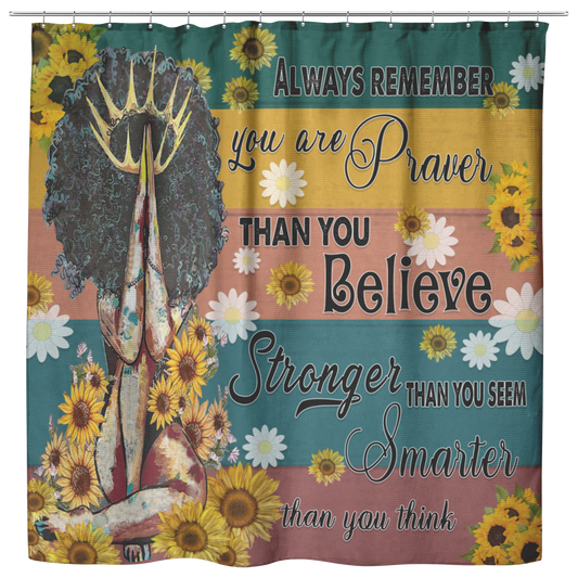 Vigifsana Shower Curtains for Bathroom Always Remember You are Braver Than You Believe Stronger Than You Seem – Black Girl Sunflower Size 73"X70" Motivational Gift Family