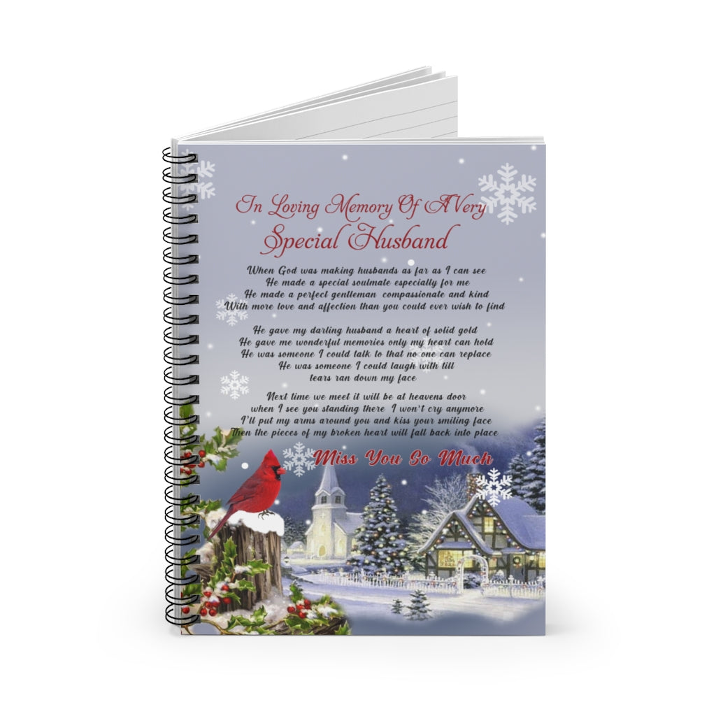Spiral Notebook - Ruled Line in Loving Memory of A Very Special Husband Gallery Wrapped Awesome Perfect Happy Birthday, Wedding, Housewarming Gift Deluxe