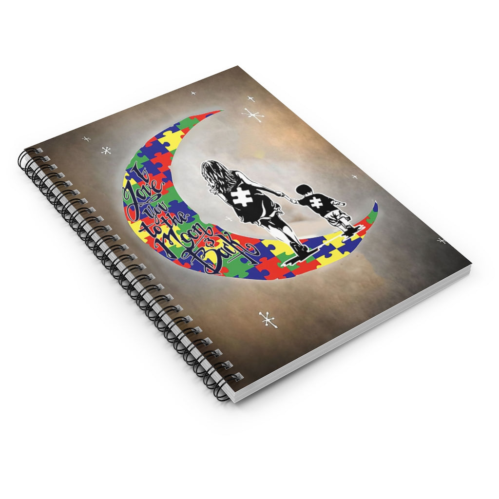 Spiral Notebook Autism Awareness I Love You To The Moon And Back Mama And Little Son Family Friend Gift Unisex College Ruled Paper