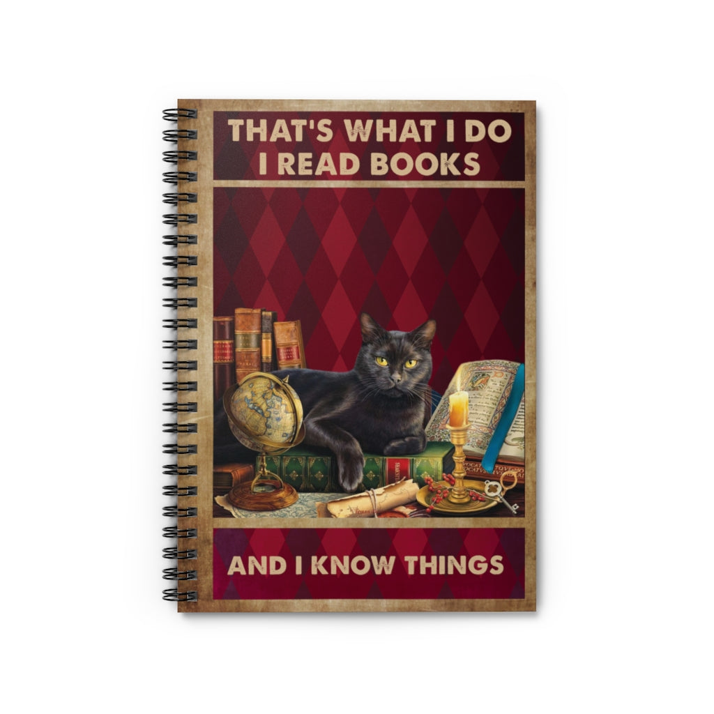 Spiral Notebook Grandma Cat Gifts for Cat Lovers Funny I Do, I Read Books and I Know Things, Book Lover Family Friend Gift Unisex