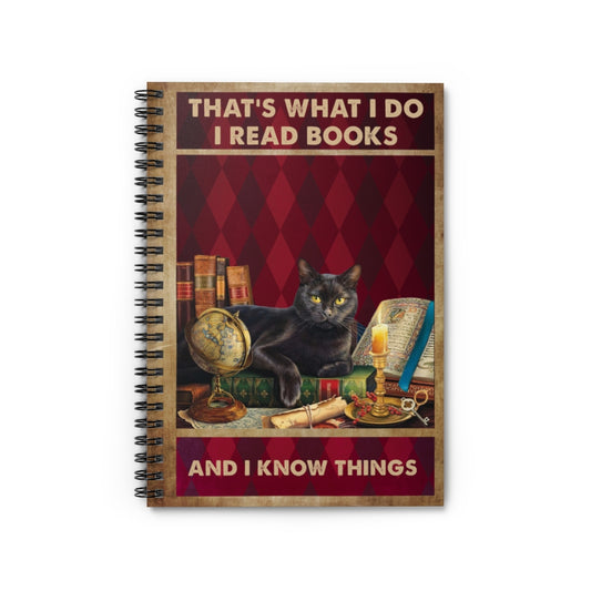 Spiral Notebook Grandma Cat Gifts for Cat Lovers Funny I Do, I Read Books and I Know Things, Book Lover Family Friend Gift Unisex
