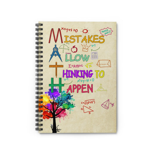 Spiral Notebook - Birthday Gifts Decorative Wall Murals Jobs Teachers Mistakes Allow Thinking to Happen Family Friend Gift Unisex, Awesome Ruled Line