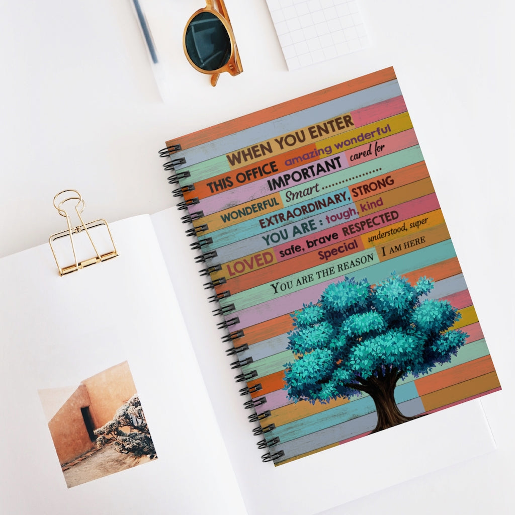 When You Enter This Office You Are Amazing Wonderful Tough Kind Office Inspiration Spiral Notebook - Ruled Line Personalized Gift Stationery Gift Personalized Notebook