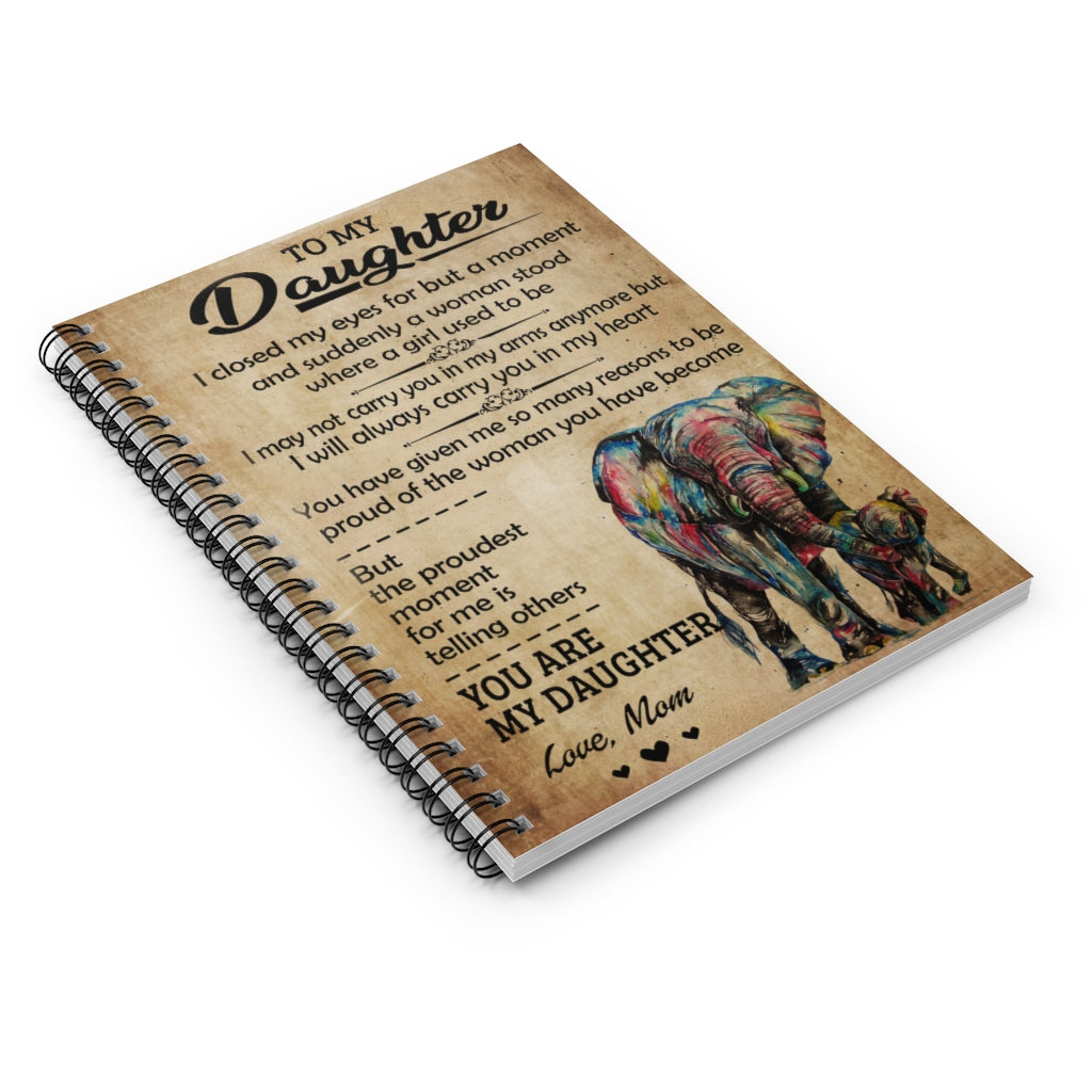 Spiral Notebook To My Daughter I Closed My Eyes Elephant Mom School Smart Spiral Subject College Ruled Notebook