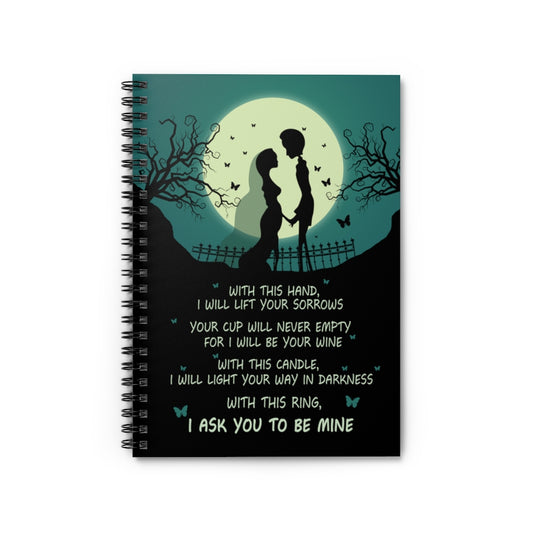 Spiral Notebook Meaningful Quote Corpse Bride with This Hand – Wall Art Gift Family Unisex Awesome On Birthday Ruled Line