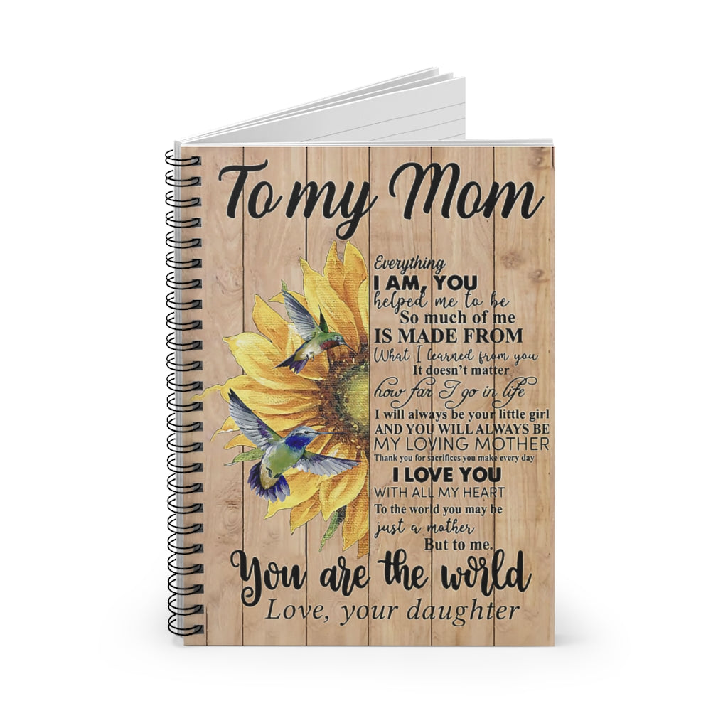 Spiral Notebook - Ruled Line Daughter To Mom You Helped Me To Be Hummingbird Positive Notebook Family Friend Gift Unisex School Smart Spiral Subject College Ruled Notebook