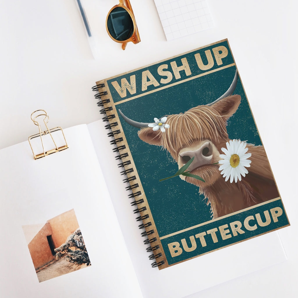 Spiral Notebook - Ruled Line Cattle Wash Up Buttercup Home School Supplies for College Students Subject Notebooks Baby Journal