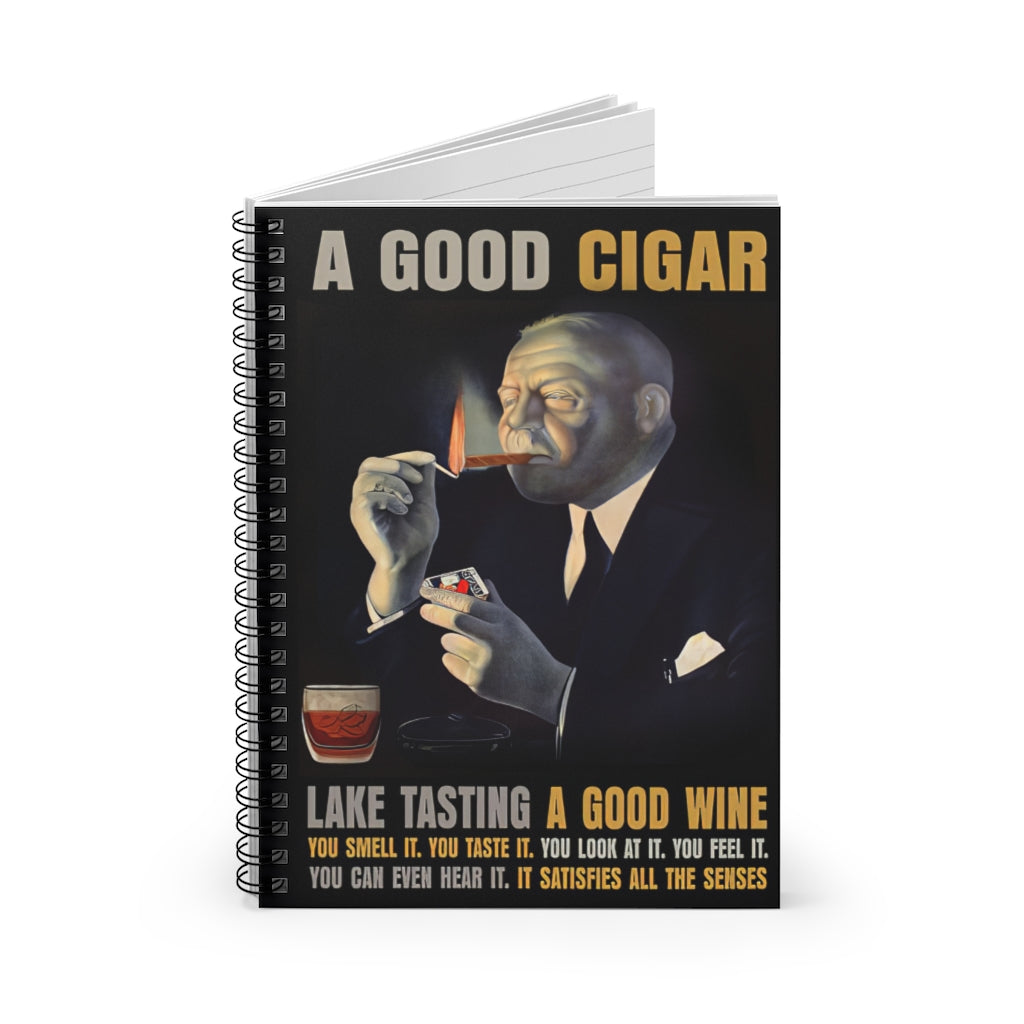 Spiral Notebook - Ruled Line A Good Cigar For Office, Students, School Supplies Writing Notebook 118 Pages