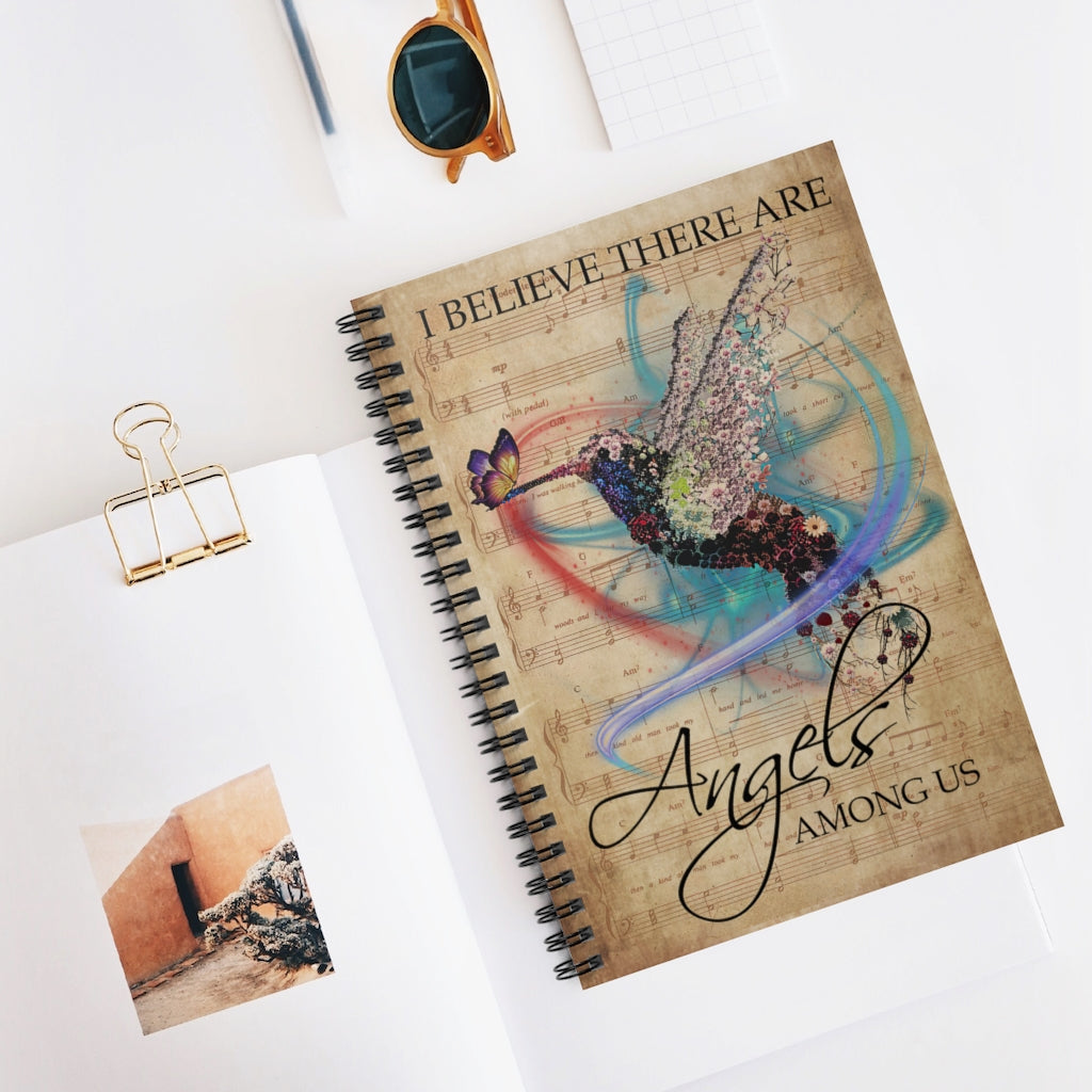Spiral Notebook - Ruled Line Music Sheet Angels Among Us Hummingbird New Parents College Ruled Paper 118 Sheets Gift Ideas