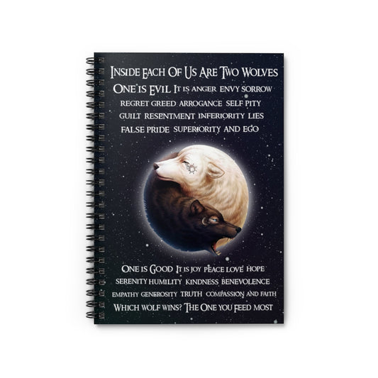 Spiral Notebook Paper Inside Each of Us are Two Wolves – Wolf Wall Art Gift Family Unisex Awesome On Birthday Gift Ideas  Baby Journal