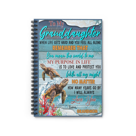Spiral Notebook To My Granddaughter You Mean The World To Me Friendly Notebook Awesome Happy Birthday Gift