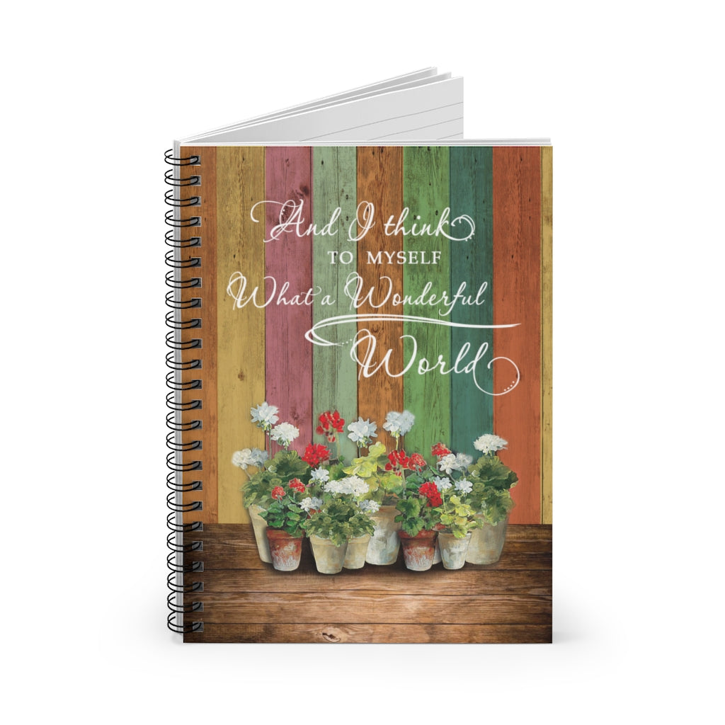 Sophia - Present Hippie Floral Wonderful World Gift for Mother Father- Hippie Floral And I Think To Myself What A Wonderful World Portrait Spiral Notebook